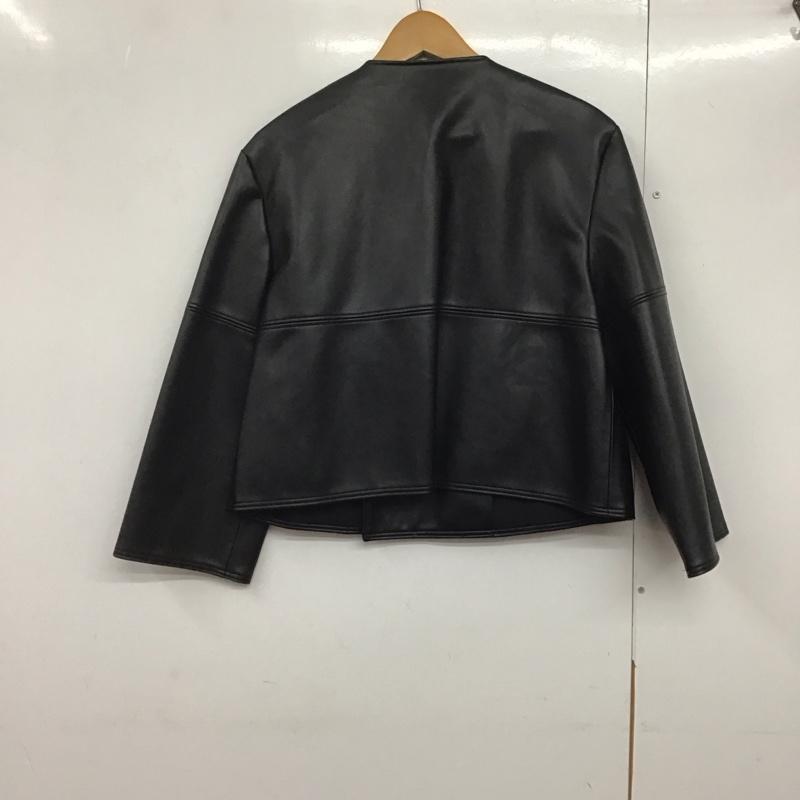 ザラ ZARA ジャケット、上着 ジャケット、ブレザー フェイクレザージャケット アウター ノーカラー XS 無地 黒 / ブラック /  レディース USED 古着 中古 10143713