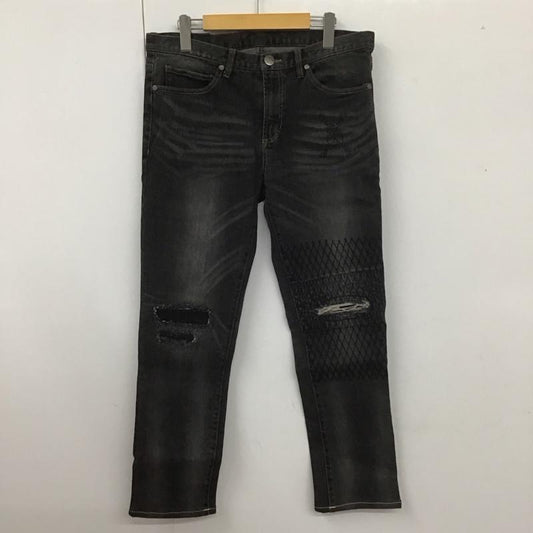 ロエン ROEN パンツ デニム、ジーンズ デニムパンツ ダメージ加工ジーンズ ワイドパンツ ストレートパンツ ワークパンツ L ダメージ加工 黒 / ブラック /  メンズ USED 古着 中古 10107777