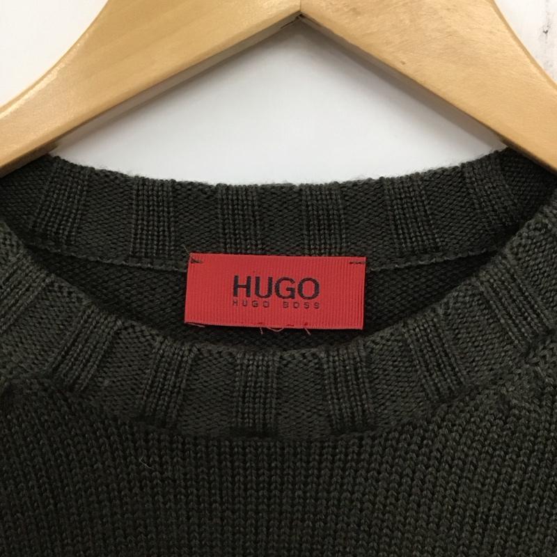 ヒューゴボス HUGO BOSS ニット、セーター 長袖 長袖ニットカットソー クルーネック セーター 無地 カーキ / カーキ /  メンズ USED 古着 中古 10137482