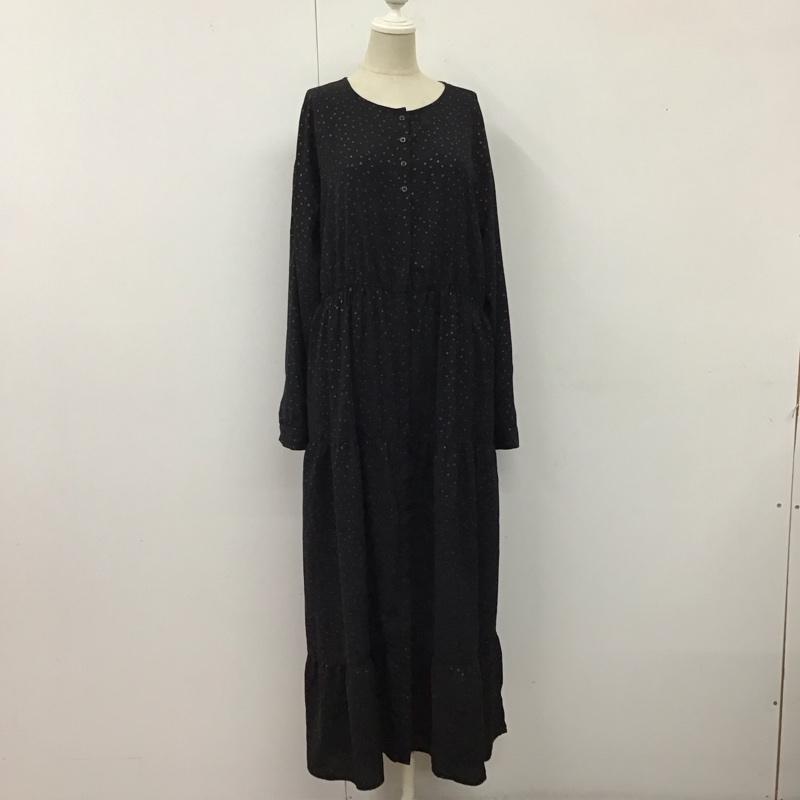 ニコアンド niko and... ワンピース ロングスカート MN81TH01AD 長袖 ティアード 4 総柄 黒 / ブラック /  レディース USED 古着 中古 10118802