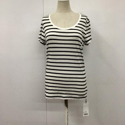 マウジー MOUSSY Tシャツ 半袖 半袖カットソー プリントTシャツ クルーネックカットソー 1 ボーダー柄 白 / ホワイト / X 黒 / ブラック /  レディース USED 古着 中古 10116981