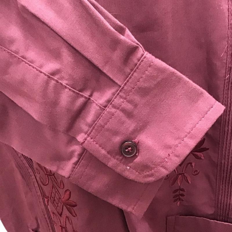 古着 USED シャツ、ブラウス 長袖 S 刺繍 えんじ / ワインレッド /  メンズ USED 古着 中古 10117021