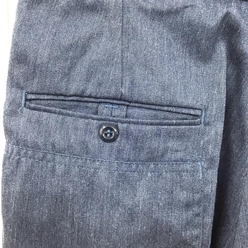 古着 USED パンツ スラックス スラックスパンツ ワイドパンツ カジュアルパンツ 32インチ 無地 青 / ブルー /  メンズ USED 古着 中古 10123586