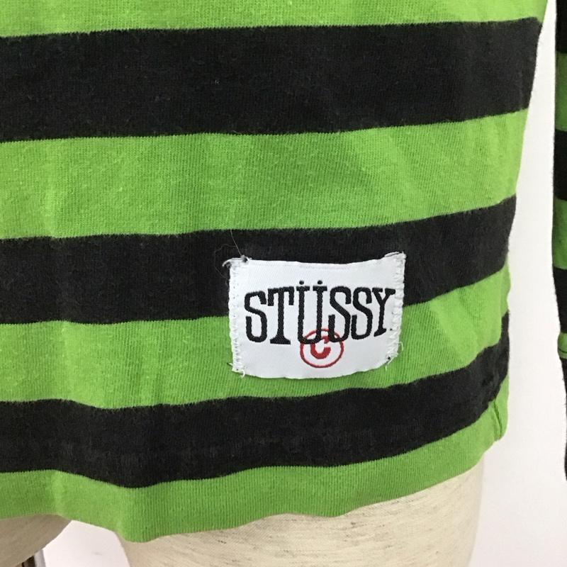 ステューシー STUSSY カットソー 長袖 長袖カットソー ボーダー長袖カットソー クルーネックカットソー M ボーダー柄 緑 / グリーン / X 紺 / ネイビー /  メンズ USED 古着 中古 10107126