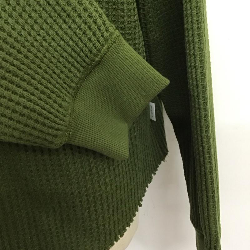 ミュエータ MUHET カットソー 長袖 長袖カットソー クルーネックカットソー ロングスリーブカットソー ワッフル ヘンリーネック LL 無地 カーキ / カーキ /  メンズ USED 古着 中古 10119460