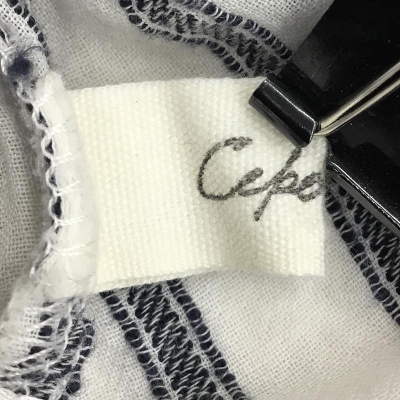 セポ cepo カットソー 七分袖 ストライプ 白 / ホワイト / X 紺 / ネイビー /  レディース USED 古着 中古 10139616