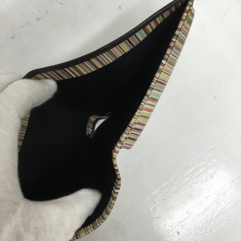 ポールスミス Paul Smith 財布 二つ折り ボーダー柄 ダークブラウン / ダークブラウン /  メンズ USED 古着 中古 10106165