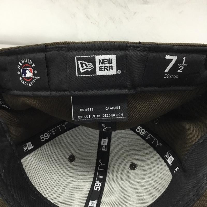 ニューエラ NEW ERA 帽子 キャップ NY ニューヨーク ヤンキース 59FIFTY 59.6cm ロゴ、文字 茶 / ブラウン /  メンズ USED 古着 中古 10107904