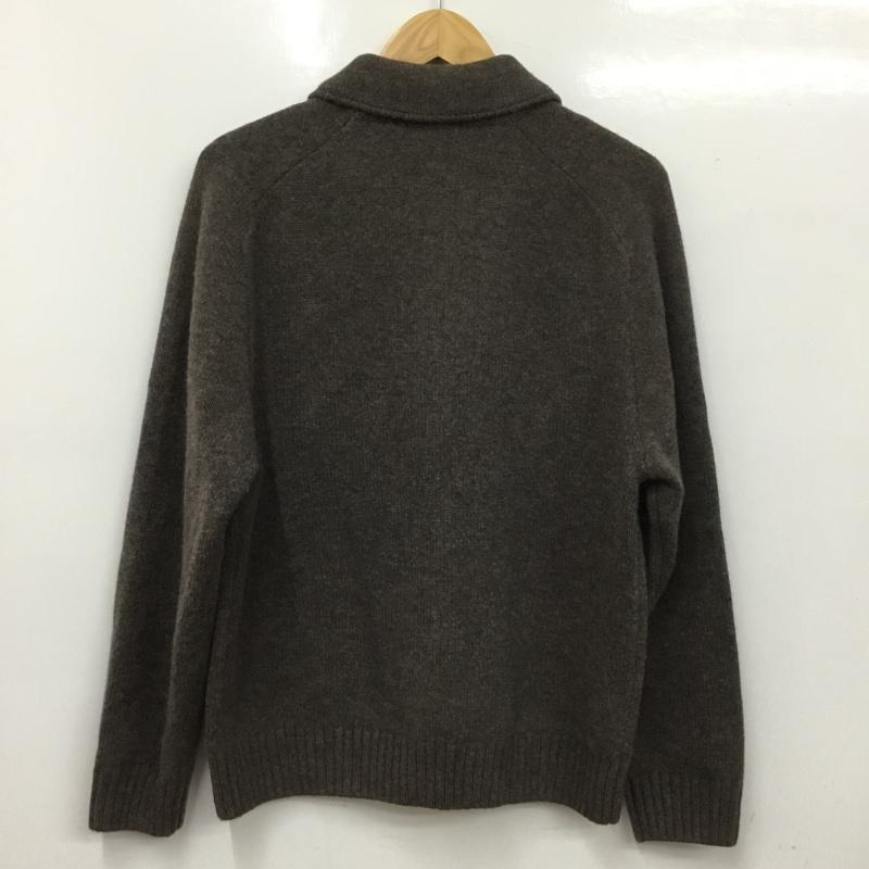 ユニクロ UNIQLO カーディガン 長袖 351-471847 ラムニットジャケット 襟付き M 無地 茶 / ブラウン /  メンズ USED 古着 中古 10150800