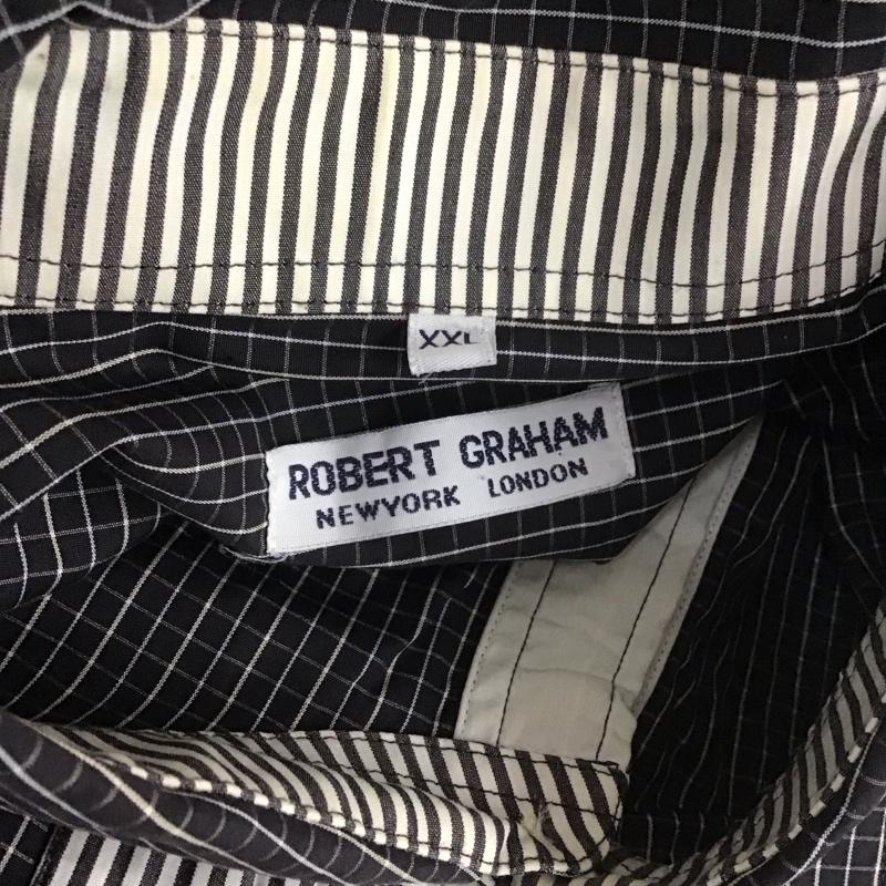 ロバート グラハム Robert Graham シャツ、ブラウス 長袖 長袖シャツ カジュアルシャツ カラーシャツ 柄シャツ XXL ボーダー柄 X チェック 白 / ホワイト / X 紺 / ネイビー /  メンズ USED 古着 中古 10107800