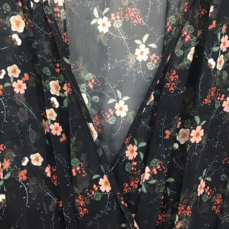 ザラベーシック ZARA BASIC ワンピース ロングスカート 半袖ロングワンピース フレアスカート ウエスト切り替え XS プリント マルチカラー / マルチカラー /  レディース USED 古着 中古 10136027