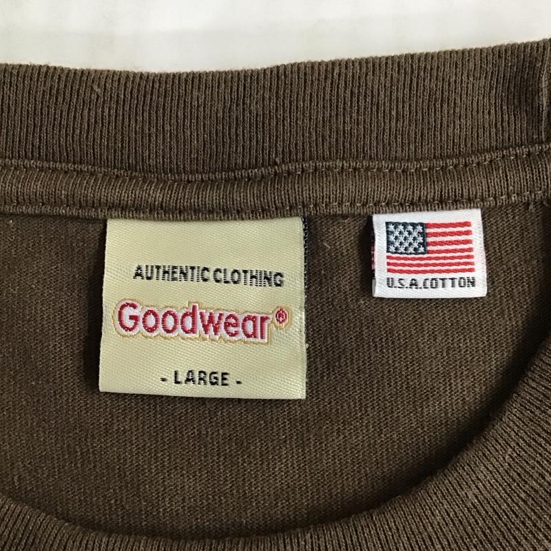 グッドウェア Goodwear Tシャツ 半袖 半袖カットソー プリントTシャツ クルーネックカットソー L 無地 茶 / ブラウン /  メンズ USED 古着 中古 10115297