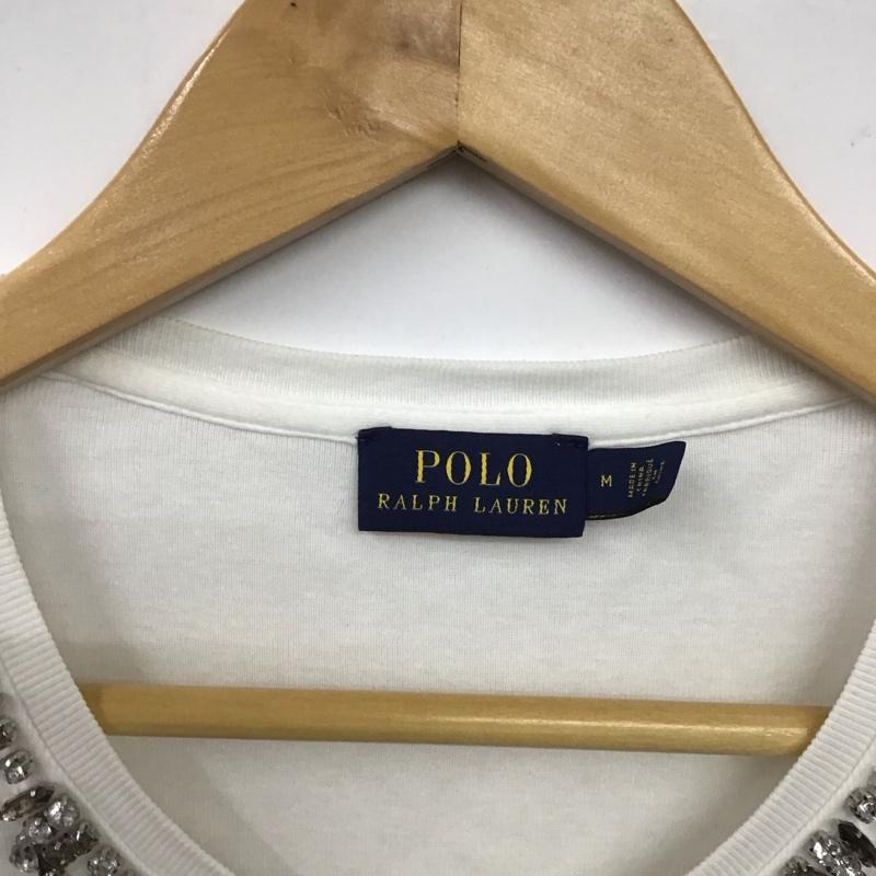 ポロラルフローレン POLO RALPH LAUREN Tシャツ 半袖 ビジュー M 無地 白 / ホワイト /  レディース USED 古着 中古 10142296