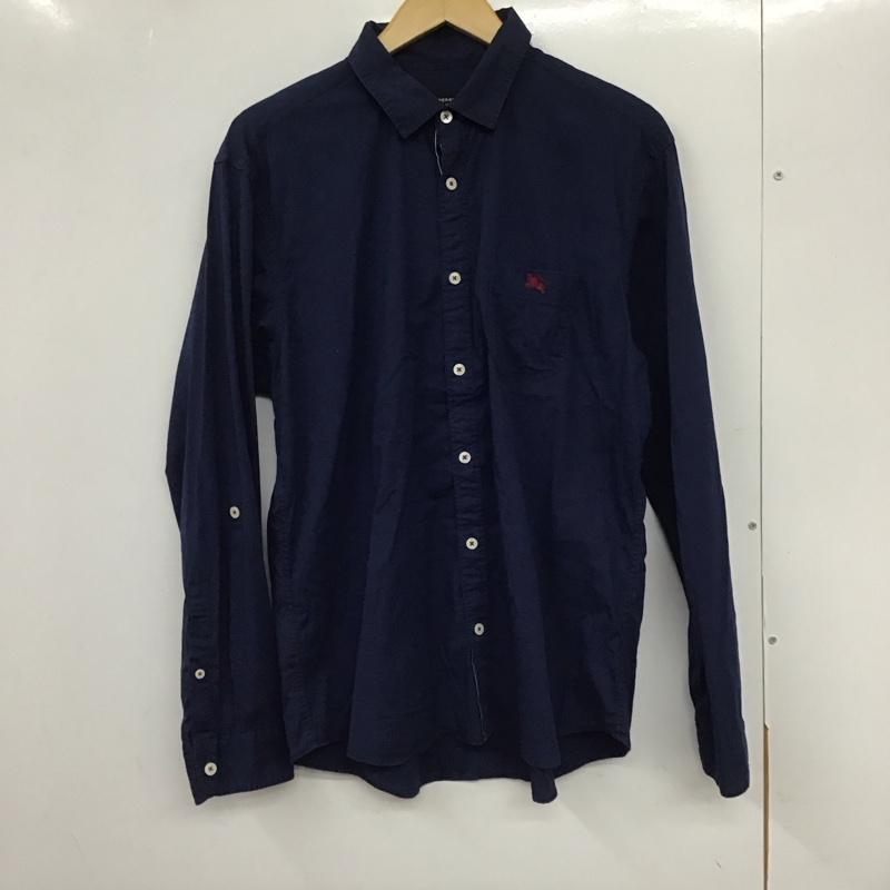 バーバリーブラックレーベル BURBERRY BLACK LABEL シャツ、ブラウス 長袖 長袖シャツ 無地シャツ カラーシャツ 3 ロゴ、文字 紺 / ネイビー /  メンズ USED 古着 中古 10132811