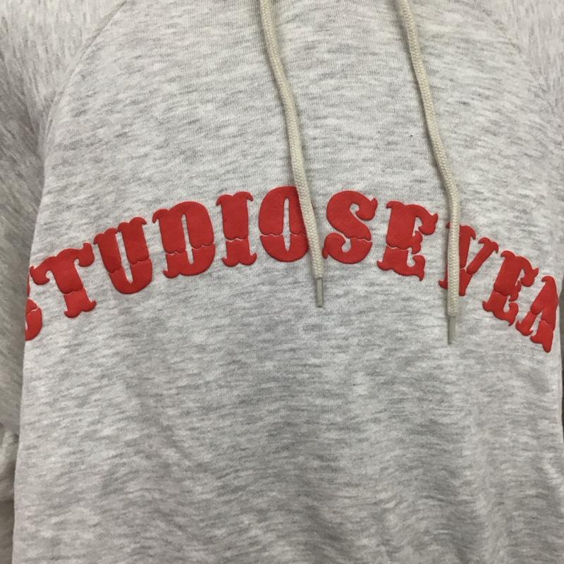 スタジオセブン STUDIO SEVEN パーカー 長袖 長袖パーカー フード付きパーカー プリントスウェット トレーナー M ロゴ、文字 灰 / グレー /  メンズ USED 古着 中古 10124499