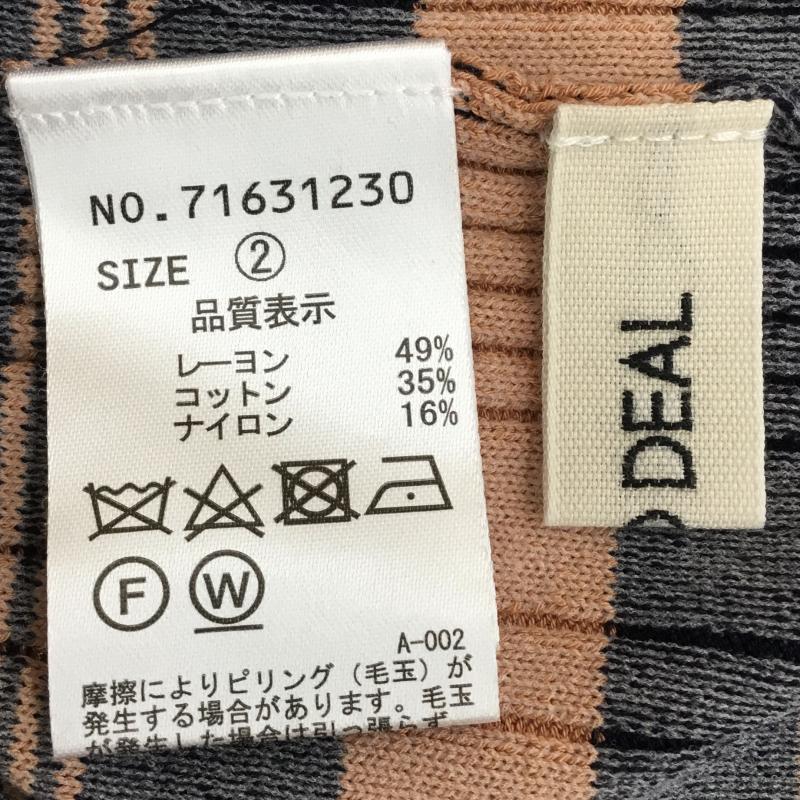 ココ ディール COCO DEAL カットソー 半袖 2 チェック 紺 / ネイビー / X 橙 / オレンジ /  レディース USED 古着 中古 10134738