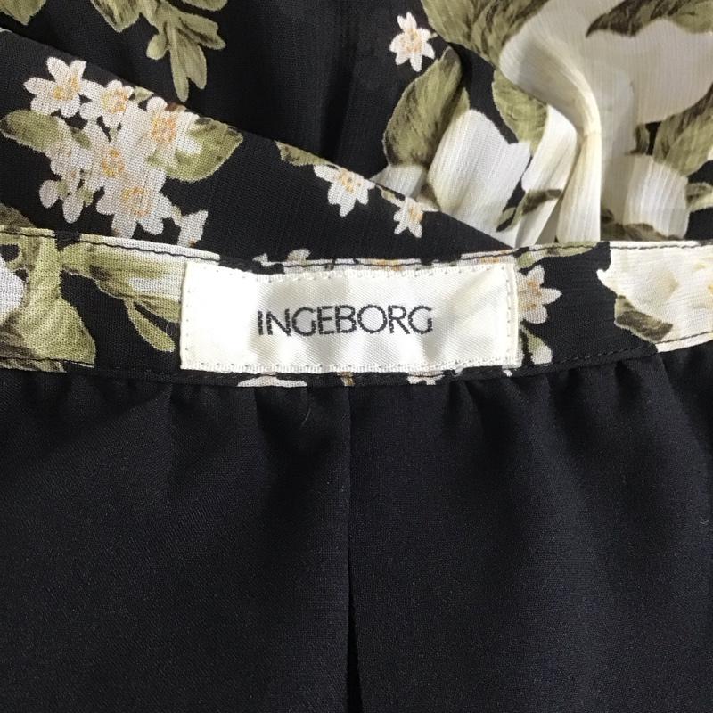 インゲボルグ INGEBORG スカート ロングスカート P020HFS14 ティアードスカート S 花柄 黒 / ブラック /  レディース USED 古着 中古 10108599