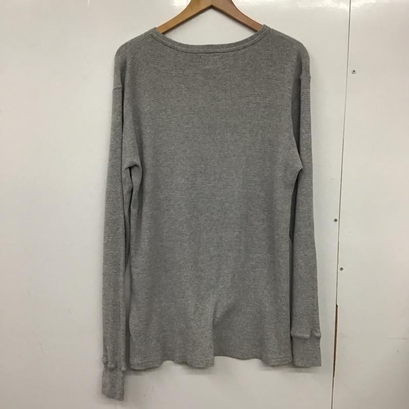 ステューシー STUSSY カットソー 長袖 長袖カットソー プリントカットソー クルーネック ワッフル XL ロゴ、文字 灰 / グレー /  メンズ USED 古着 中古 10132566