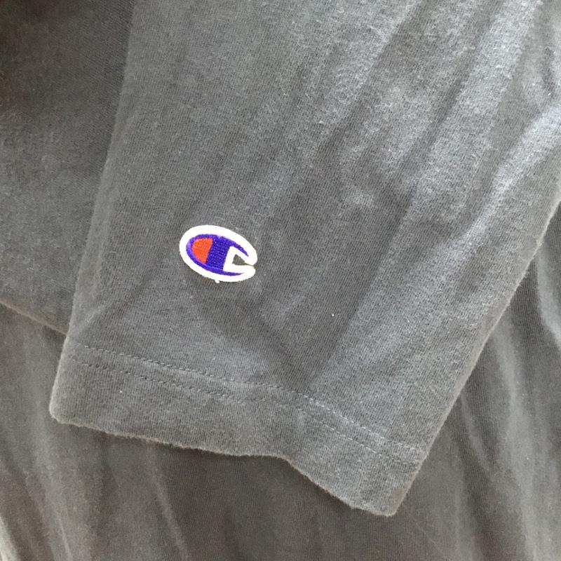 チャンピオン Champion カットソー 七分袖 c3-u422 SLEEVETSHIRT クルーネックカットソー プリントTシャツ L ロゴ、文字 紺 / ネイビー /  メンズ USED 古着 中古 10118693