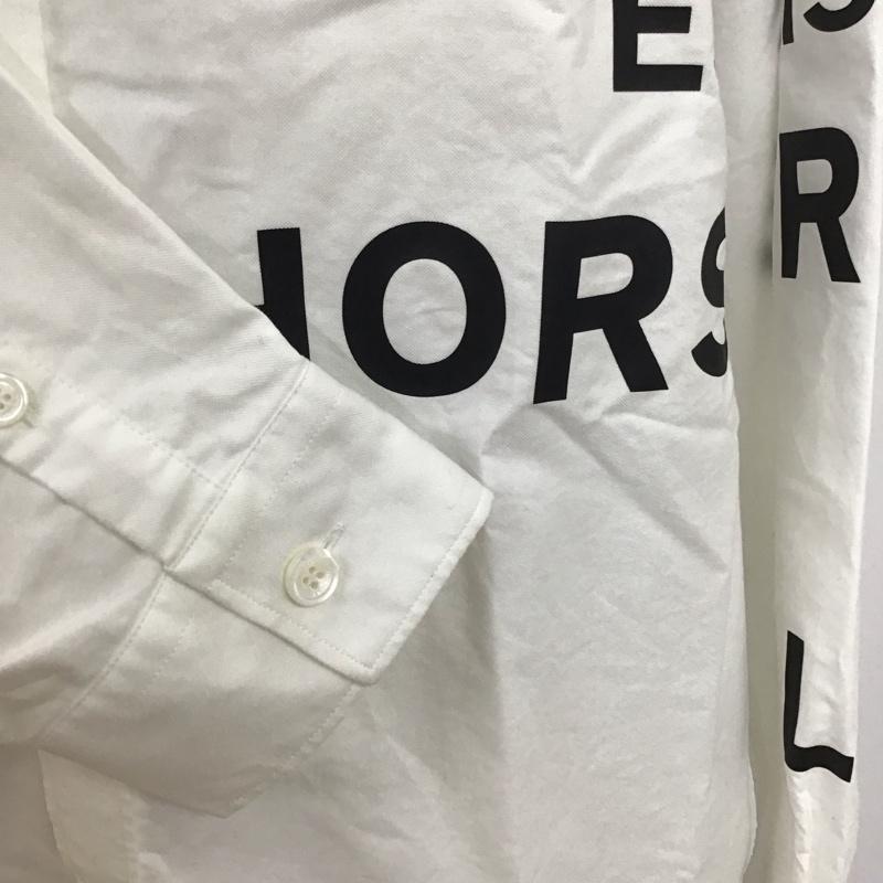 バーバリーロンドン Burberry London シャツ、ブラウス 長袖 長袖シャツ カジュアルシャツ カラーシャツ プリントシャツ L ロゴ、文字 白 / ホワイト /  メンズ USED 古着 中古 10111094