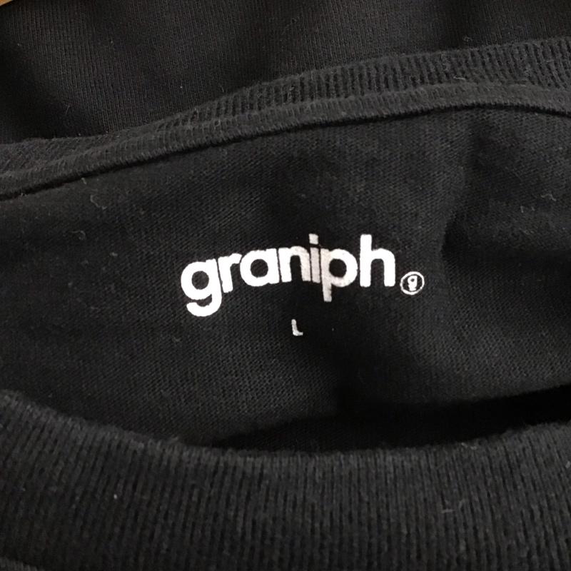 グラニフ graniph Tシャツ 半袖 半袖カットソー プリントTシャツ クルーネックカットソー L プリント 黒 / ブラック /  メンズ USED 古着 中古 10150925