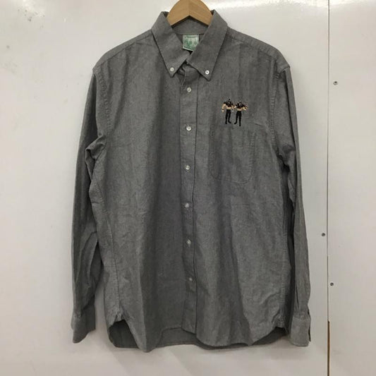 ハオミン Haoming シャツ、ブラウス 長袖 長袖シャツ 無地シャツ カラーシャツ ボタンダウンシャツ L ロゴ、文字 黒 / ブラック /  メンズ USED 古着 中古 10128659