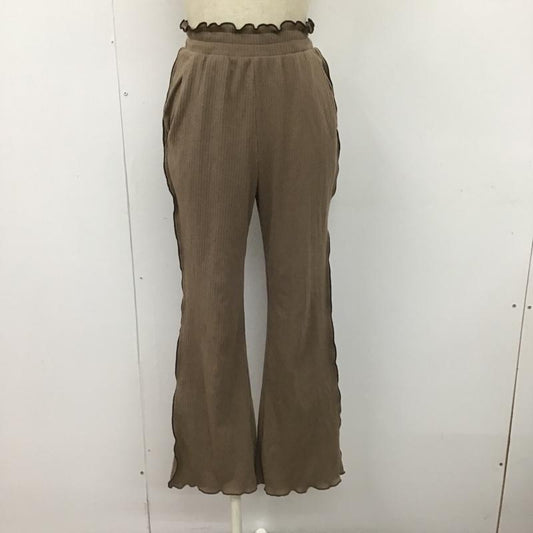 ダブルクローゼット w closet ボトムス ボトムス カジュアルパンツ フレアパンツ スリムパンツ ウエストフリルパンツ FREE 無地 茶 / ブラウン /  レディース USED 古着 中古 10105640