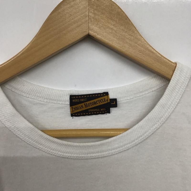 インディアンモトサイクル Indian Motocycle Tシャツ 半袖 半袖カットソー プリントTシャツ クルーネックカットソー L プリント 白 / ホワイト /  メンズ USED 古着 中古 10145828