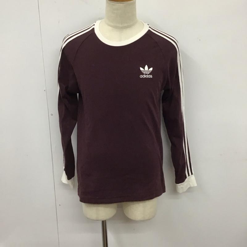 アディダス adidas カットソー 長袖 長袖カットソー クルーネックカットソー ロングスリーブカットソー プリントTシャツ ロゴ、文字 えんじ / ワインレッド /  メンズ USED 古着 中古 10123681