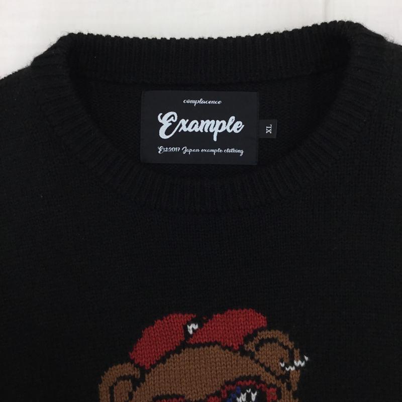 イグザンプル EXAMPLE ニット、セーター 長袖 XL キャラクター 黒 / ブラック /  メンズ USED 古着 中古 10141054