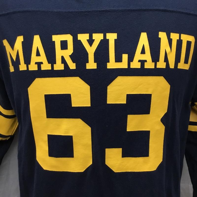 チャンピオン Champion カットソー 七分袖 c3-u422 SLEEVETSHIRT クルーネックカットソー プリントTシャツ L ロゴ、文字 紺 / ネイビー /  メンズ USED 古着 中古 10118693