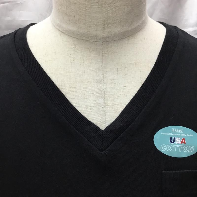 ニコアンドベーシック niko and... BASIC Tシャツ 半袖 半袖カットソー プリントTシャツ Vネックカットソー M 無地 黒 / ブラック /  メンズ USED 古着 中古 10114357