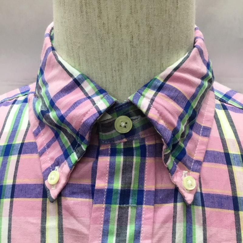 ブルックスブラザーズ BROOKS BROTHERS シャツ、ブラウス 長袖 ボタンダウン 胸ポケット M チェック 桃 / ピンク /  メンズ USED 古着 中古 10111599