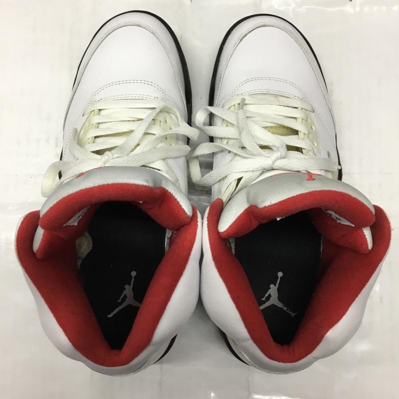 ナイキ NIKE スニーカー スニーカー 136027-100 AIR JORDAN 5 RETRO 27cm 27.0cm ワンポイント 白 / ホワイト / X 黒 / ブラック / X 赤 / レッド /  メンズ USED 古着 中古 10106630