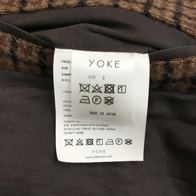 ヨーク YOKE コート コート一般 19AW DOUBLE JQUARD KNIT BAL COLLAR COAT S チェック 黒 / ブラック / X 茶 / ブラウン / X ダークブラウン / ダークブラウン /  メンズ USED 古着 中古 10123104