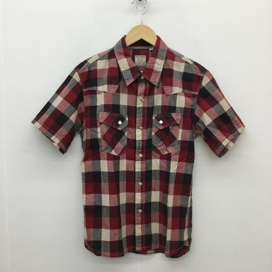 フラットヘッド The Flat Head シャツ、ブラウス 半袖 38 チェック 赤 / レッド / X 黒 / ブラック / X 白 / ホワイト / X 灰 / グレー /  メンズ USED 古着 中古 10130862