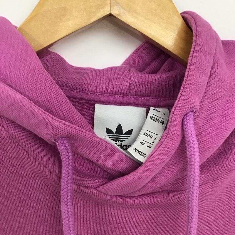 アディダス adidas パーカー 長袖 hs8894 スウェット プルオーバーパーカー S ロゴ、文字 紫 / パープル /  レディース USED 古着 中古 10147696