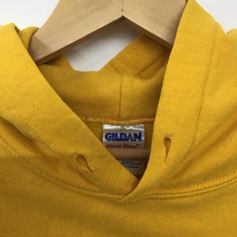 ギルダン GILDAN パーカー 長袖 長袖パーカー プルオーバーパーカー スウェット L ロゴ、文字 黄 / イエロー /  メンズ USED 古着 中古 10145524