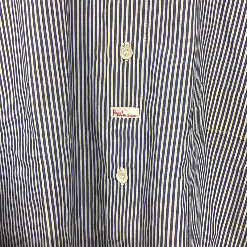パパス PAPAS シャツ、ブラウス 長袖 長袖シャツ ストライプシャツ カラーシャツ L ストライプ 白 / ホワイト / X 青 / ブルー /  メンズ USED 古着 中古 10141024