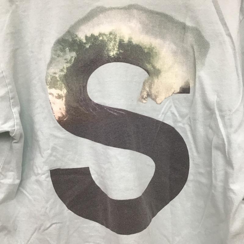 ステューシー STUSSY Tシャツ 半袖 半袖カットソー プリントTシャツ クルーネックカットソー S ロゴ、文字 水色 / ライトブルー /  メンズ USED 古着 中古 10148691