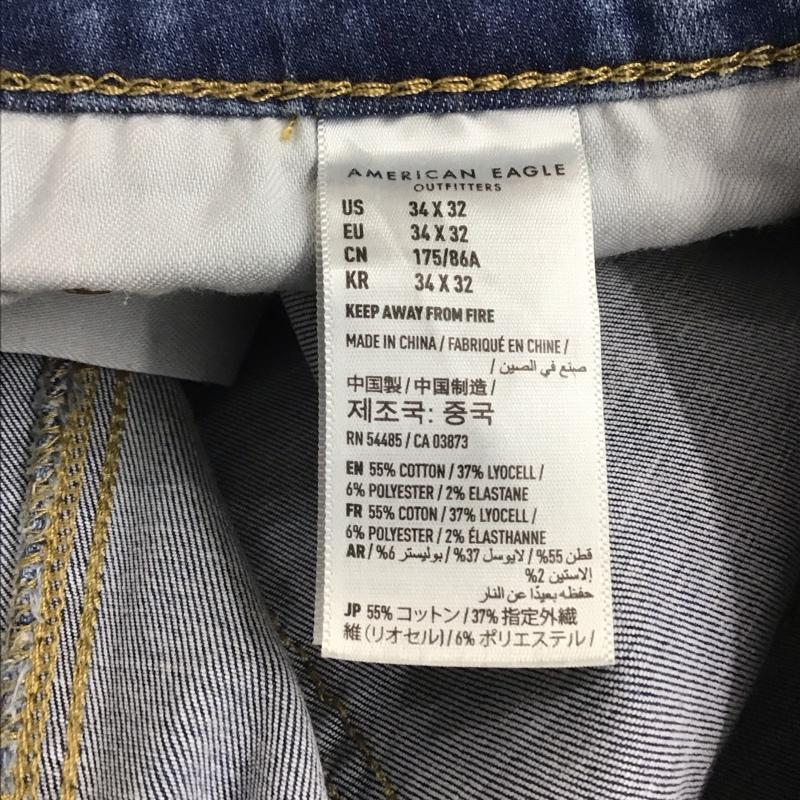 アメリカンイーグル AMERICANEAGLE パンツ デニム、ジーンズ デニムパンツ スリムパンツ カジュアルパンツ ストレッチパンツ 34 無地 インディゴ / インディゴ /  メンズ USED 古着 中古 10144940