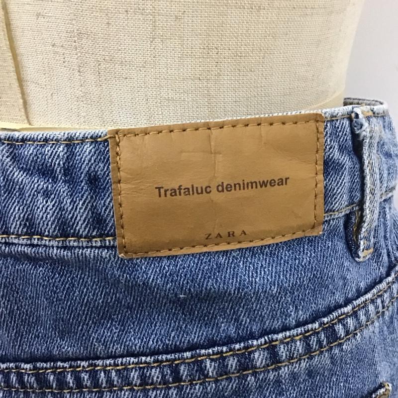 ザラ ZARA パンツ デニム、ジーンズ デニムパンツ ワイドパンツ ダメージ加工 32インチ ダメージ加工 インディゴ / インディゴ /  レディース USED 古着 中古 10110265