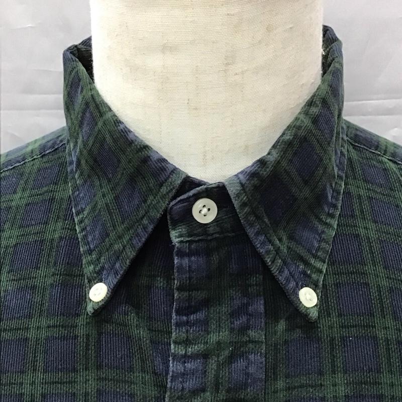 ラルフローレン RALPHLAUREN シャツ、ブラウス 長袖 ボタンダウン チェック L ワンポイント 紺 / ネイビー / X カーキ / カーキ /  メンズ USED 古着 中古 10112403