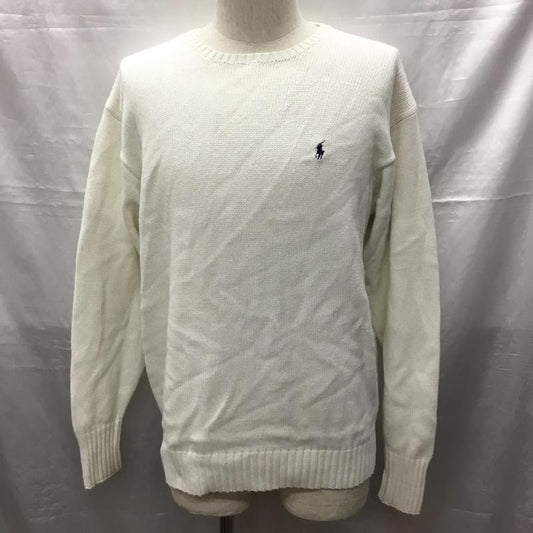 ラルフローレンスポーツ RALPH LAUREN SPORT ニット、セーター 長袖 長袖ニットカットソー ニット セーター クルーネックニット L ロゴ、文字 白 / ホワイト /  メンズ USED 古着 中古 10120285