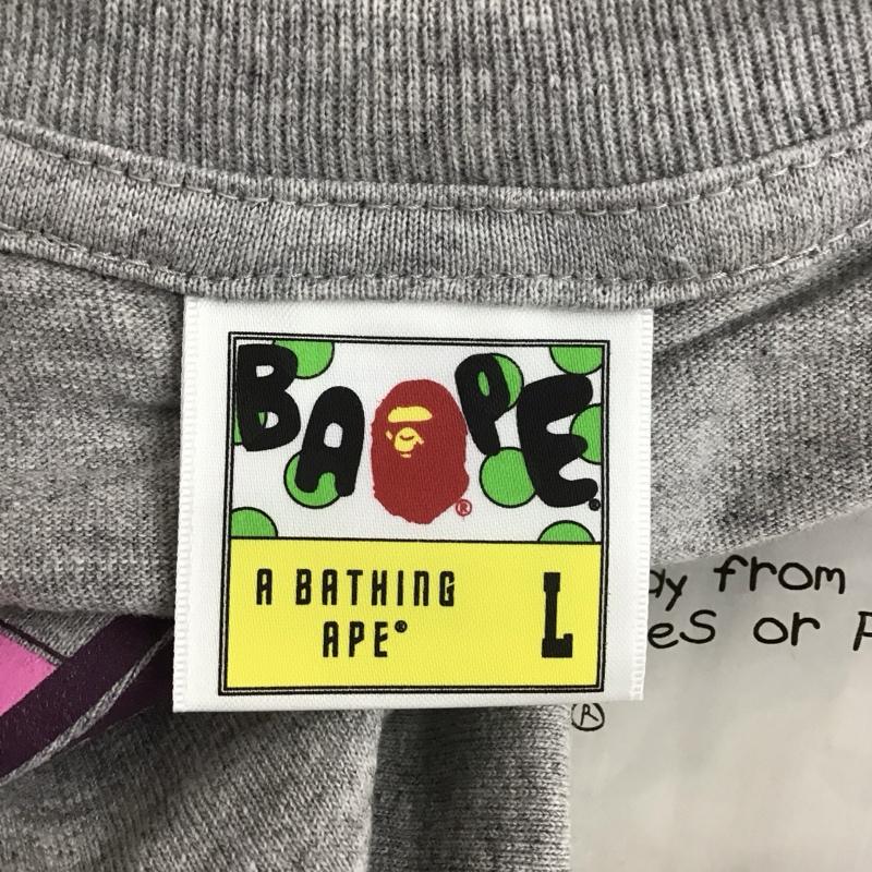 ベイプ BAPE Tシャツ 半袖 半袖カットソー プリントTシャツ クルーネックカットソー BBC L ロゴ、文字 灰 / グレー /  メンズ USED 古着 中古 10111948