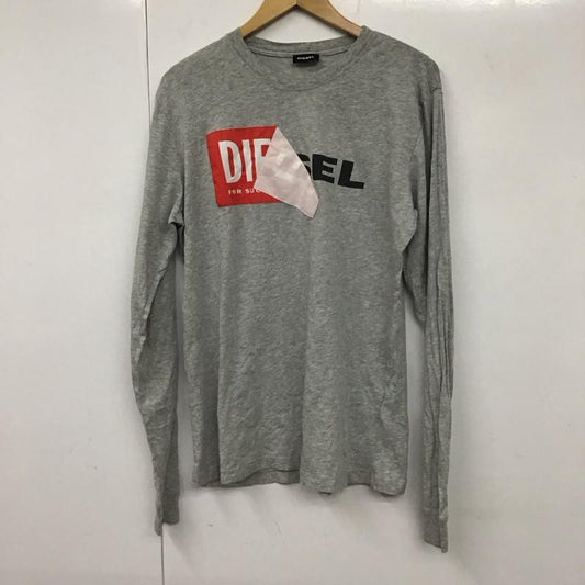 ディーゼル DIESEL カットソー 長袖 長袖カットソー プリントカットソー クルーネック XL ロゴ、文字 灰 / グレー /  メンズ USED 古着 中古 10130286
