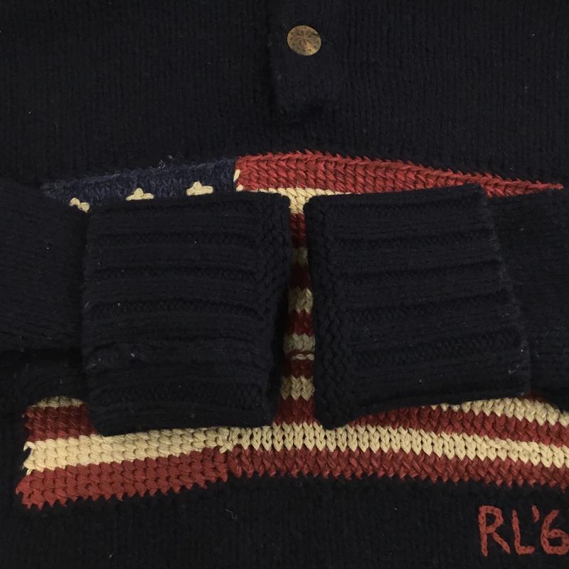 ポロカントリー POLO COUNTRY ニット、セーター 長袖 星条旗　フード付きニットパーカー M  紺 / ネイビー /  メンズ USED 古着 中古 10136217