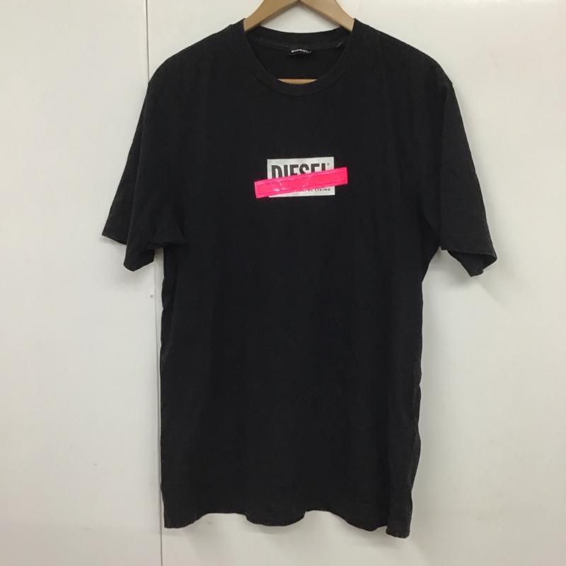 ディーゼル DIESEL Tシャツ 半袖 半袖カットソー プリントTシャツ クルーネックカットソー L ロゴ、文字 黒 / ブラック /  メンズ USED 古着 中古 10130277