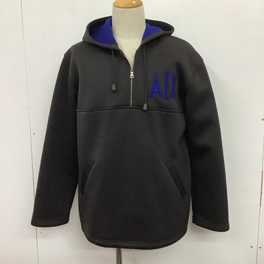 アルマーニエクスチェンジ ARMANI EXCHANGE パーカー 長袖 長袖パーカー ジップネックカットソー 裏起毛 プルオーバーパーカー 90s M ロゴ、文字 黒 / ブラック /  メンズ USED 古着 中古 10106312