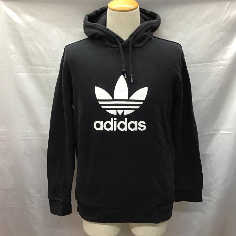 アディダス adidas パーカー 長袖 CW1240 トレフォイル フーディ L ロゴ、文字 黒 / ブラック /  メンズ USED 古着 中古 10121194